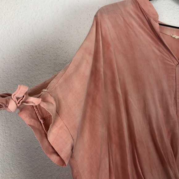 Hummingbird Tie Dye Peach Pink Top Knot High Low - Picture 3 of 5